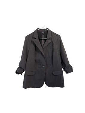 Torrid Charcoal Gray Ruched Sleeve Blazer Size 1 Career Workwear Jacket